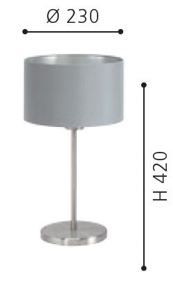 Tischleuchte Maserlo, TL Ø 23 cm, H 42 cm, grau-silber