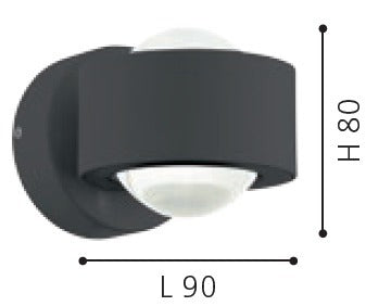 Up-/Downlight Ono 2, LED, Höhe 8 cm, anthrazit